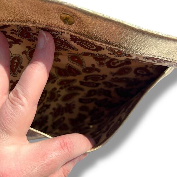Vintage Clutch Wallet Formal Handbag Rectangle Metallic Gold Snap Closure - Picture 5 of 5